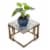 ORE International14.5  Tall Granite Marble Black and Gold Plant StandMetal Perspective: left