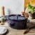 Staub Cast Iron Oval Cocotte, Dutch Oven, 5.75-quart, serves 5-6, Made in France, Dark Blue Perspective: left