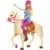 Barbie Doll, Blonde, Wearing Riding Outfit with Helmet, and Light Brown Horse with White Mane Perspective: left