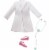 Barbie Doctor Doll, Brunette Hair, Curvy Shape, Doctor Coat, Print Dress, Stethoscope Perspective: left