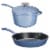 Dash Of That® Sauce Pan & Skillet Set Enameled Cast Iron - Blue Perspective: left