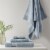 Modavari Turkish Hand Towel - Blue Fog Perspective: left