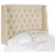 SAFAVIEH London Winged Headboard Flat Nail Head Buckwheat Twin Perspective: left