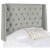SAFAVIEH London Tufted Winged Headboard Flat Nail Head Pewter Queen Perspective: left