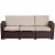 Flash Furniture Wicker Patio Sofa in Chocolate Brown and Beige Perspective: left