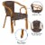 Flash Furniture Cadiz Series Bamboo Patio Chair Dark Brown Rattan/Red Bamboo-Aluminum Frame Perspective: left