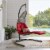 Landscape Hanging Chaise Lounge Outdoor Patio Swing Chair - Light Gray Red Perspective: left