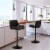 Glitzhome Set of Two Mid-century Black Leather Adjustable Height Swivel Bar Stool Perspective: left