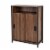 Glitzhome Wooden Metal Floor Cabinet with Double Sliding Doors - Walnut/Black Perspective: left