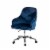 Glitzhome Velvet Gaslift Adjustable Swivel Office Chair - Navy Blue Perspective: left