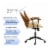 Glitzhome 38 Inch Height Cream Leatherette Gaslift Adjustable Swivel Office Chair Perspective: left