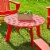 Glitzhome Outdoor 5-Piece Rust-Proof HDPE Adirondack Chair Set with Round Side Table, Red Perspective: left