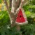 Glitzhome Hanging Wooden Watermelon Decorative Garden Birdhouse Perspective: left