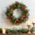 Glitzhome 24 Inch Diameter Berry Magnolia Leaf Pinecone Wreath With Lights Perspective: left