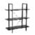 Glitzhome Metal/Wood 3-Tier Bookcases & Shelves - Black Oak Melamine Perspective: left