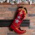 Glitzhome 19 Inch Length Hooked Stocking, Red Boot Perspective: left