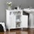 Glitzhome 32 Inch Tall Wood Floor Storage Cabinet with 2 Shutter Doors, White Perspective: left