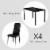 5 Piece Kitchen Dining Set Glass Metal Table and 4 Chairs Breakfast Furniture Perspective: left