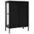 vidaXL Sideboard Black 29.5 x13.8 x41.3 Steel and Glass Perspective: left