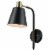 Lex 1-Light Plug-In or Hardwire Wall Sconce - Matte Black With Antique Brass Accents Perspective: right