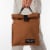 Heirloom 100% Cotton Lunch Bag for Work and School with Magnetic Closure Brown Perspective: right