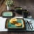 Gibson Elite Ocean Paradise 16Pc Square Glazed Dinnerware Kitchen Dish Set, Jade Perspective: right