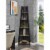 Newport Five-Tier Corner Bookshelf in Nutmeg Wood Finish with Black Wood Frame Perspective: right
