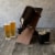 Growler Stand with 64oz Glass Growler, Acacia Wood Perspective: right