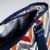 Topanga Cooler Tote Bag, Vibe Collection - Navy Blue, Orange, & Gray Pattern Perspective: right