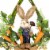 Northlight Farmer Bunny Moss Vines Teardrop Easter Wreath - 22 - Green and Orange - Unlit Perspective: right