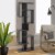Andy 72 Inch Wood Bookcase, Geometric 7 Multi Layered Shelves, Gray Perspective: right