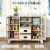 Modern Sideboard Storage Kitchen Cabinet Buffet Server w/ Glass Doors, White Oak Perspective: right
