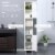 71  Wooden Tall Narrow Bathroom Floor Storage Towel Cabinet w/ Mirror, White Perspective: right