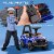 Police Car Toy with Megaphone, Ride On Sliding Car W/ Anti Fall Device Blue Perspective: right
