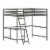 Riley Loft Bed Frame with Desk, Full Size Wooden Bed Frame with Protective Guard Rails & Perspective: right