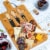 Bamboo Cheese Board and Knife Set - 12x8 inch Charcuterie Board with Magnetic Cutlery Storage Perspective: right