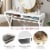 Vanity Table Set Writing Desk Makeup Table w/Round Storage Ottoman Pink Perspective: right
