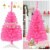 Costway 3 ft Premium Artificial Christmas Mini Tree Holiday Season Pink w/ Plastic Stand Perspective: right