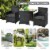 3PCS Patio Wicker Bistro Set PE Rattan Dining Table Set w/ Grey Cushions Perspective: right