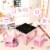3 in 1 Kids Wood Table Chairs Set w/ Storage Box Blackboard Drawing Pink Perspective: right