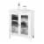 Elegant Home Fashions Wooden Bathroom Floor Storage Cabinet Space Saver w/ Glass Doors White Perspective: right