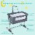 Gymax Portable Baby Bed Side Crib Height Adjustable W/ Music Box & Toys Dark Grey Perspective: right