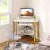 ODK Modern Triangle Corner Computer Desk with Smooth Keyboard Tray, Gold Marble Perspective: right