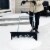 CASL Brands 26 in Aluminum and Polypropylene Adjustable Rolling Snow Pusher Perspective: right
