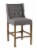 Wooden Counter Height Stool with Fabric Padded Seat and Tufted Wing Back, Gray and Brown- Perspective: right