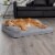 FurHaven Paw-Quilted Cool Gel Top Deluxe L-Chaise Dog Bed, Jumbo, Titanium Perspective: right