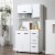 Freestanding Kitchen Storage Microwave Hutch Cupboard with 3 Cabinets, White Perspective: right