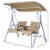 Outdoor Swing Chair Canopy Patio Garden Hanging 2 Person Yard Furniture Beige Perspective: right