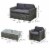 Outside Rattan Wicker Chair Loveseat Set for Patio w/ Glass Coffee Table, Grey Perspective: right