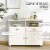 Modern Server Buffet Credenza with Adjustable Shelves and Cross Bar Design Perspective: right